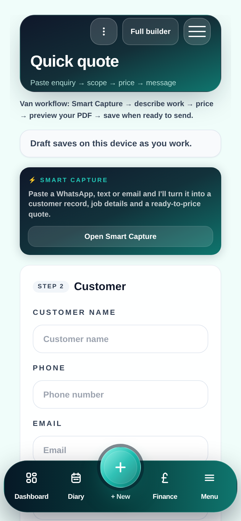 ProQuoter WhatsApp quote software for tradesmen